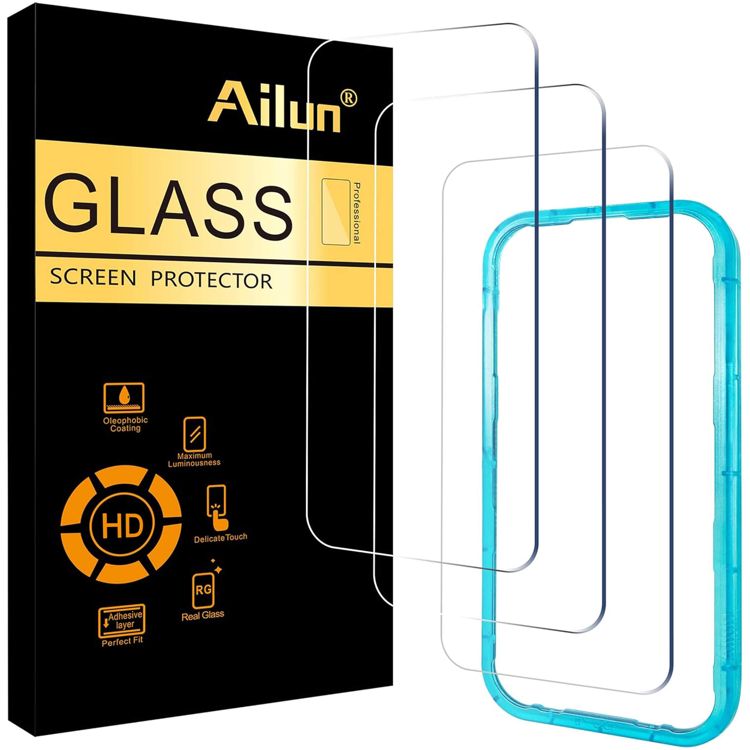 Ailun 3 Pack Screen Protector for iPhone 17 Pro, Tempered Glass