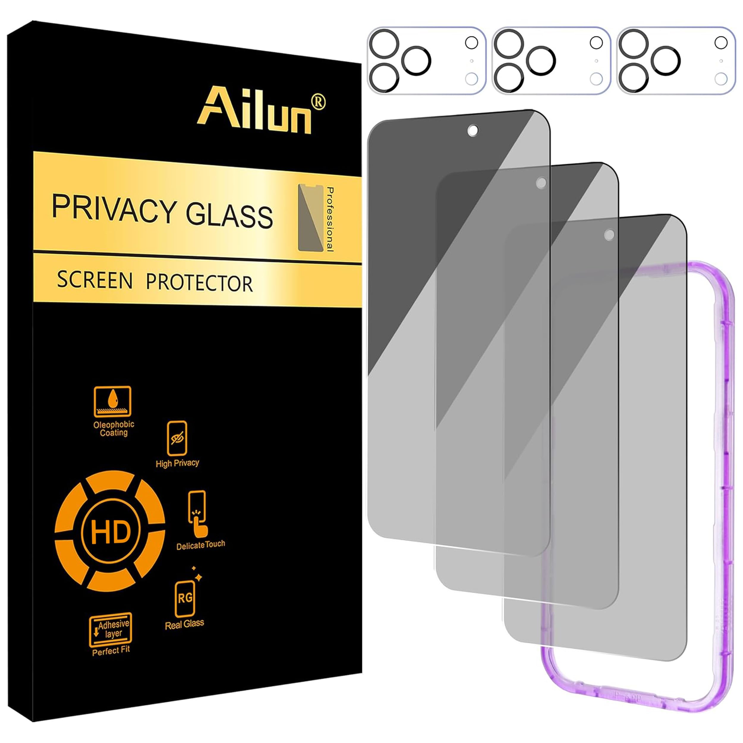 Ailun Privacy Screen Protector+Camera Lens Protector for iPhone 17 Pro Max